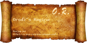 Orsós Regina névjegykártya