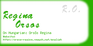 regina orsos business card